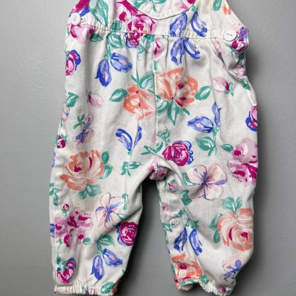 Vintage OshKosh B'Gosh Floral Overalls Made in USA size 6-9 Months Baby Girl